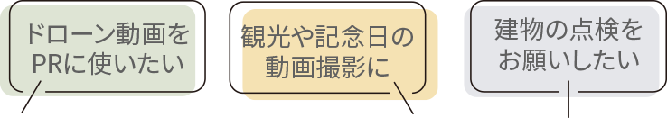 ドローン動画をPRに使いたい・観光や記念日の動画撮影に・建物の点検をお願いしたい