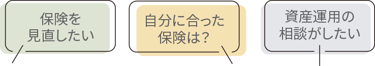 保険を見直したい・自分に合った保険は？・資産運用の相談がしたい